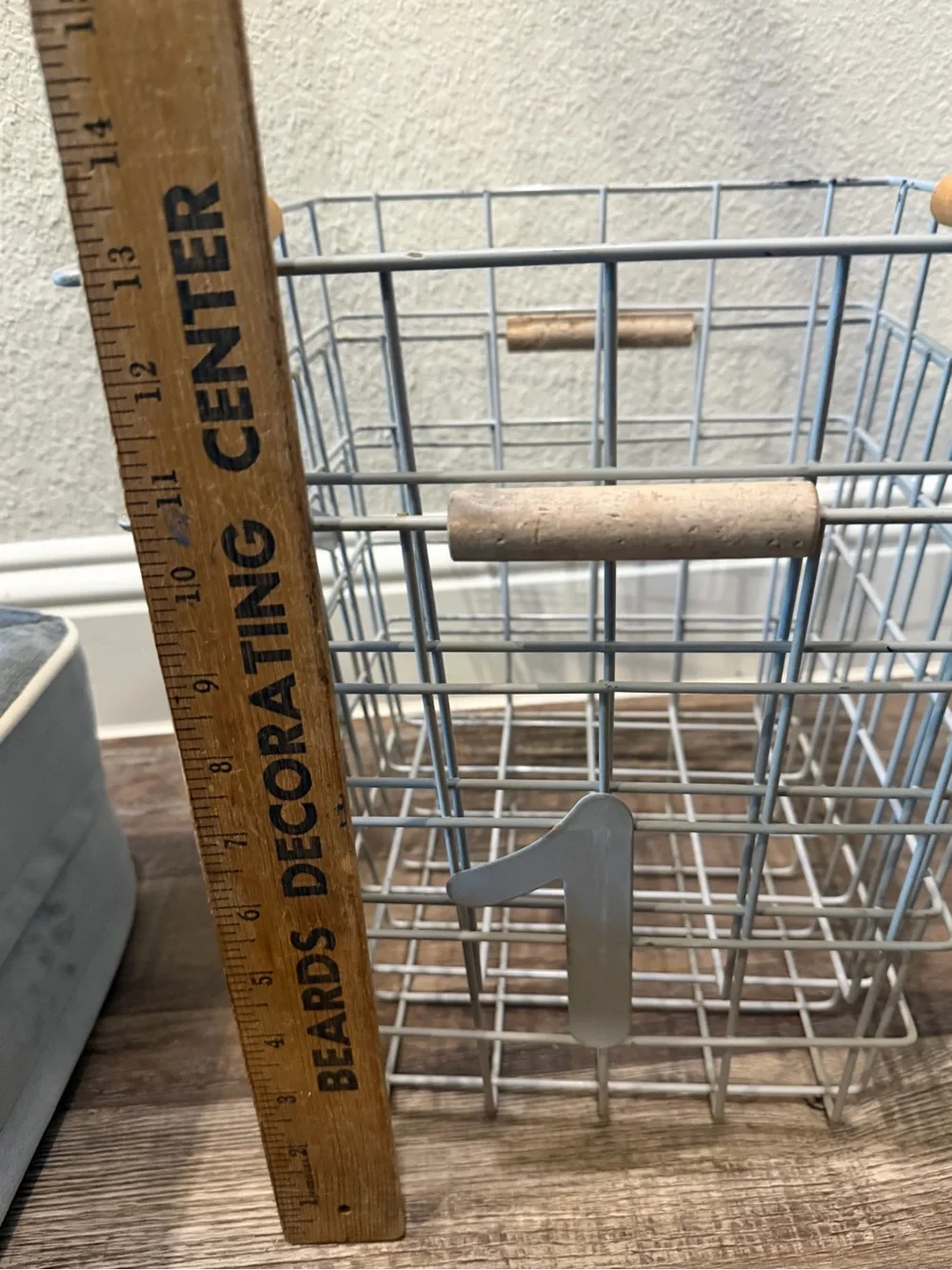 Decorative Metal Wire Storage Basket with Wooden Handles - Gray